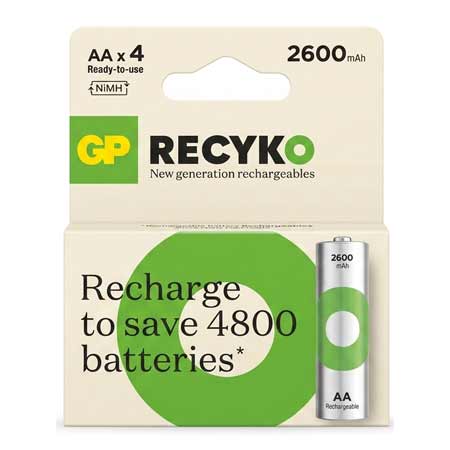 Recharge to save 4800 batteries باتری قلمی شارژی (GP Recharge to save 4800 batteries) - تصویر 1